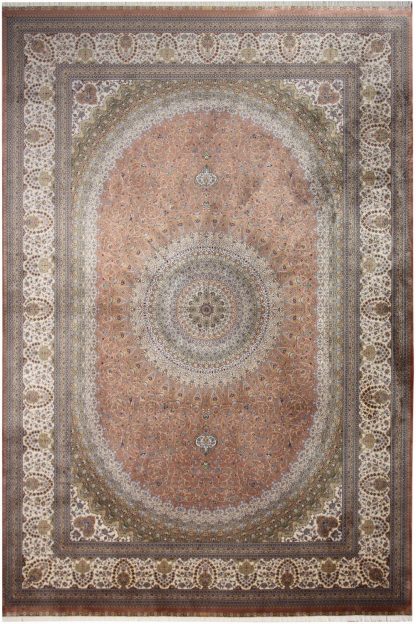 Teppich Qum 2007A Beige-Burgundy 1